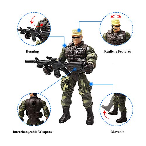 YIJIAOYUN 6 Piezas Gran Figura de Acción Soldados del ejército de Juguete con Arma / Figuras Militares Conjuntos de Juegos