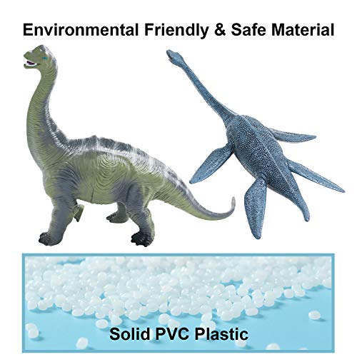 YIJIAOYUN Gran Figura de Dinosaurio de plástico Surtido Plesiosaurio y Brachiosaurus Juguete Realista Modelo Educativo Animal Estatuilla para niños