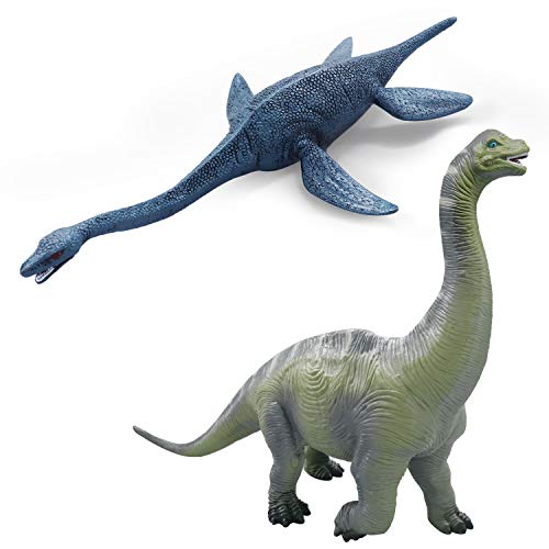 YIJIAOYUN Gran Figura de Dinosaurio de plástico Surtido Plesiosaurio y Brachiosaurus Juguete Realista Modelo Educativo Animal Estatuilla para niños