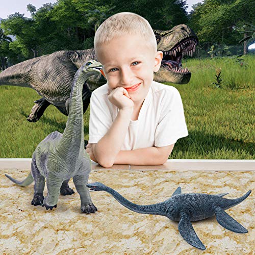 YIJIAOYUN Gran Figura de Dinosaurio de plástico Surtido Plesiosaurio y Brachiosaurus Juguete Realista Modelo Educativo Animal Estatuilla para niños