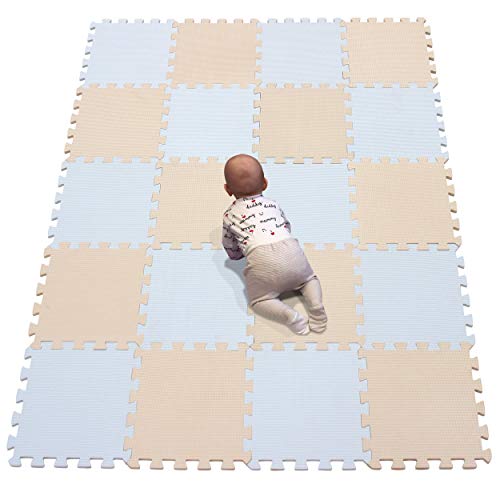 YIMINYUER es colchoneta Suelo de Camping EVA Puzzle Colchonetas 30cm x 30cm x1mm Blanco Beige R01R10G301020