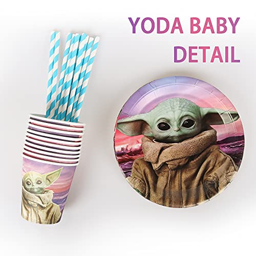 Yisscen Juego de Vajilla para Fiestas, Decoración de Cumpleaños para niños, Fiestas de Cumpleaños Infantiles, Platos, Tazas, servilletas, manteles, pajitas, Banners (52 Piezas)