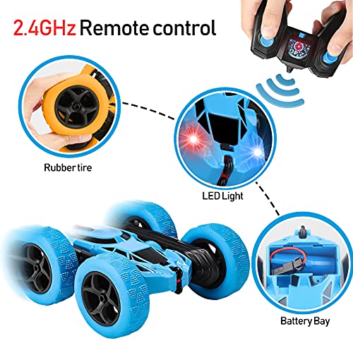 Yojoloin Coches Teledirigido para Niños 6 7 8 9 10 11 12 Años,Coche Radiocontrol Coche de Juguete,4x4 Coche RC Stunt con 360° Rotación,Regalos para Niños Niñas (Azul)