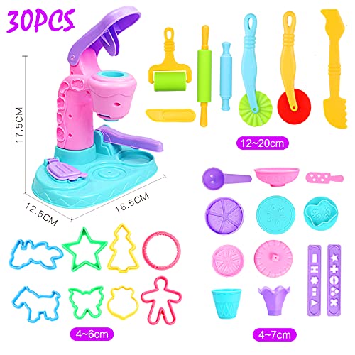 Yojoloin Herramientas Plastilina, 30 Piezas Moldes Plastilina, Plastilina Accesorios Cortadores Máquina de Helado de Bricolaje Juguete de Arcilla para Niños