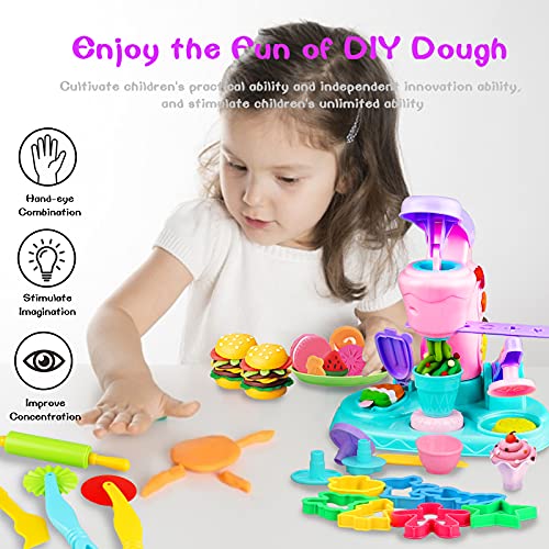 Yojoloin Herramientas Plastilina, 30 Piezas Moldes Plastilina, Plastilina Accesorios Cortadores Máquina de Helado de Bricolaje Juguete de Arcilla para Niños