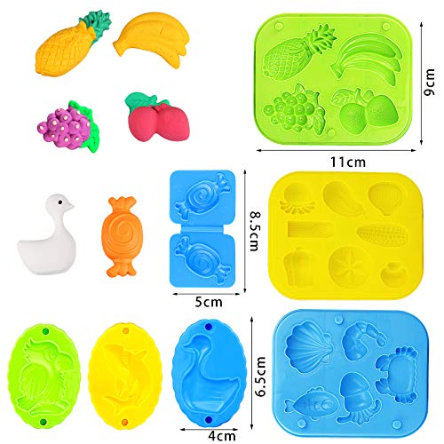 Yojoloin Herramientas Plastilina,44 Piezas Juegos de plastilina para niños 3 4 5 6 años,3D Moldes Plastilina Accesorios de Cortadores de Galletas Juguete de Arcilla para Niños Bebé (Color al Azar)