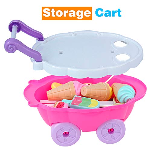 yoptote Carrito Helados Juguetes Accesorios Cocina Comida Juguetes Carrito de Cocina Juego de Simulacion Pare Niños Niñas 3 4 5 Años