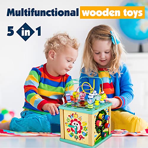 yoptote Juguetes Montessori Mesa Actividade Madera Cubo de Actividades Infantil Abaco Infantil Torre de Aprendizaje Juegos Educativos de Ciencias Bebés Niños 3 4 5 Niñas