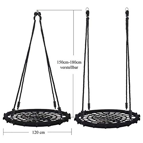 YORBAY Columpio de Nido Plegable con Marco de Acero para niños y Adultos (Ø 120cm, Negro)