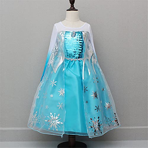 YOSICIL Princesa Disfraz de Princesa Frozen Elsa Disfraces de Princesa Manga Gradiente Fancy Dress Elasticidad niña Lentejuela Impreso Nieve Princesa Disfraz Accesorios con Capas 3-9 años