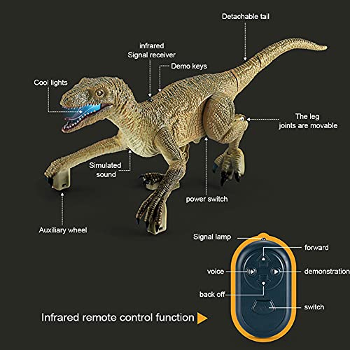 Ysimee Dinosaurio teledirigido con luz LED y Sonido, Dinosaurio de Control Remoto Electric Mando a Distancia T-Rex Dinosaurio, simulación de Rugido, sacudiendo la Cabeza, aleteo