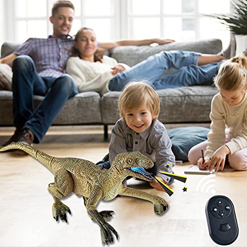 Ysimee Dinosaurio teledirigido con luz LED y Sonido, Dinosaurio de Control Remoto Electric Mando a Distancia T-Rex Dinosaurio, simulación de Rugido, sacudiendo la Cabeza, aleteo