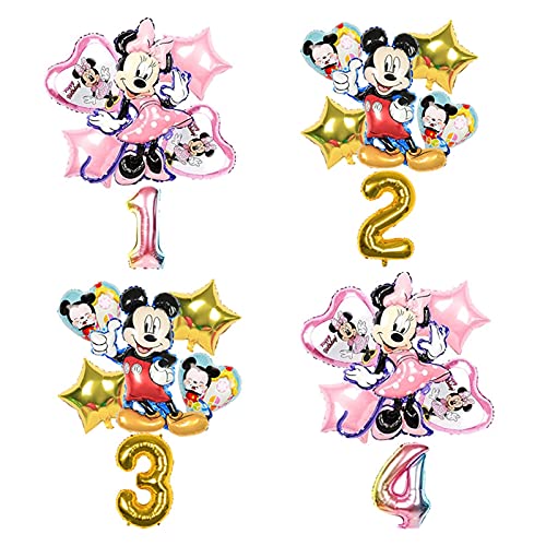 YSJSPKK Globos 6 unids Mickey Minnie Mouse Globos Mickey Mouse Cumpleaños Fiesta Decoaciones Baby Shower 32 Pulgadas Número Globo Kid (Color : Minnie 3)