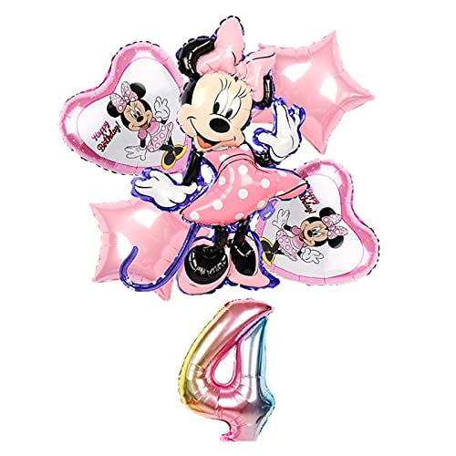 YSJSPKK Globos 6 unids Mickey Minnie Mouse Globos Mickey Mouse Cumpleaños Fiesta Decoaciones Baby Shower 32 Pulgadas Número Globo Kid (Color : Minnie 3)