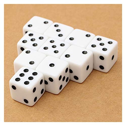 YUANLIN Dados Mejor Promoción 100 PCS Plástico Blanco 8mm Dados de Juego Estándar de Seis Lados Decider Die RPG para Fiestas de cumpleaños Chuchería de Juguete dcc Dados