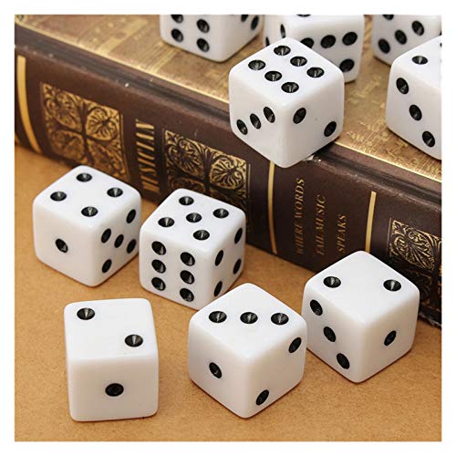 YUANLIN Dados Mejor Promoción 100 PCS Plástico Blanco 8mm Dados de Juego Estándar de Seis Lados Decider Die RPG para Fiestas de cumpleaños Chuchería de Juguete dcc Dados