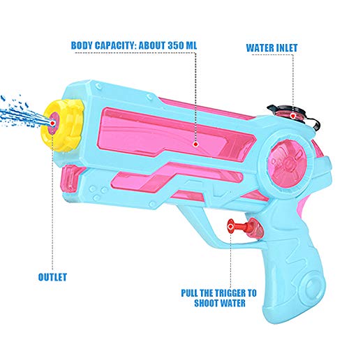 Zaloife Pistola de Agua Juguete de los Niños, Water Pistol 350ml para Batalla Jardín Juguete Rociador Fiestas de Verano al Aire Libre Infantil Batalla de Agua, Playa, Piscina, 2 Pack