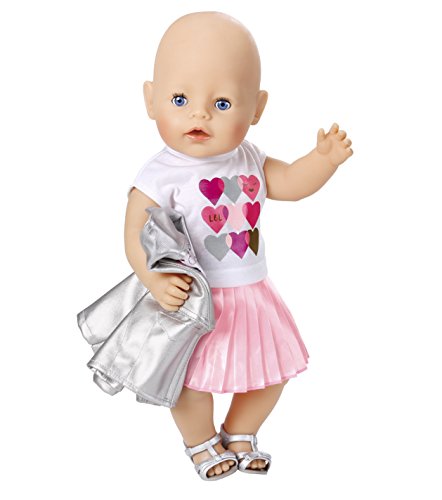 Zapf Baby Born Deluxe Trendsetter Juego de ropita para muñeca - Accesorios para muñecas (Juego de ropita para muñeca, 3 año(s), Rosa, Plata, Blanco, 43 cm, Chica, 43 cm)