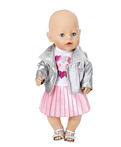 Zapf Baby Born Deluxe Trendsetter Juego de ropita para muñeca - Accesorios para muñecas (Juego de ropita para muñeca, 3 año(s), Rosa, Plata, Blanco, 43 cm, Chica, 43 cm)