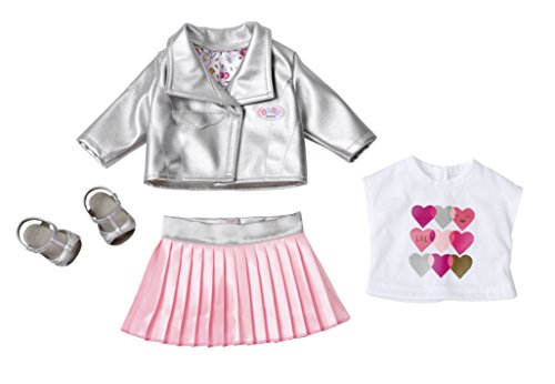 Zapf Baby Born Deluxe Trendsetter Juego de ropita para muñeca - Accesorios para muñecas (Juego de ropita para muñeca, 3 año(s), Rosa, Plata, Blanco, 43 cm, Chica, 43 cm)