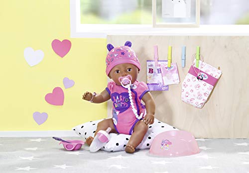 Zapf Creation BABY born Soft Touch-Girl 824382 - Muñeca Interactiva con Ojos Marrones