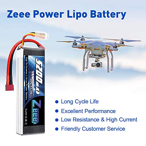 Zeee 3S - Batería LiPo (11,1 V, 50 C, 5200 mAh, con conector Deans T para coche teledirigido, avión teledirigido, helicóptero teledirigido, hobby RC (2 paquetes)