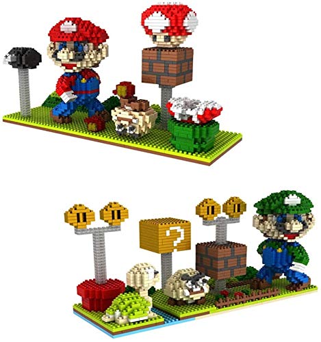 Zenghh 1500 unids Mario Luigi 3D Pixel Blocks Toy Building Blocks Lovely Red Green Plumber Scene de Setas Nano Micro Brick Diamond DIY Engineering Construction Jigsaw Juego para Adulto 7+ niño niño