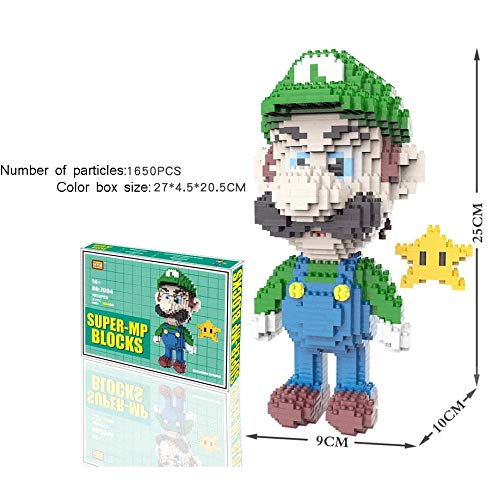 Zenghh Luigi Mario Modelo Juego Plomero y estrellas Bloque de construcción Set Nano Micro Diamond BRICOLAJE Juguetes 3D Pixel Ladrillos Puzzle educativo Ingeniería Construcción Artesanía Estudio Decor