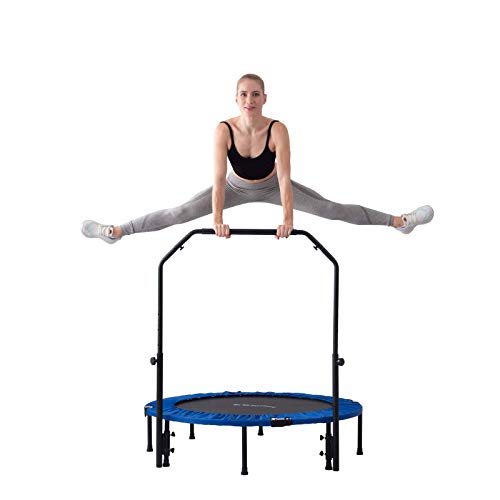 Zenph Trampolín Fitness, trampolín Plegable con pasamanos Ajustable, Cubierta silenciosa de protección del Medio Ambiente para pies, Carga máxima de 150 kg