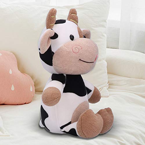 Zerodis Juguete de Peluche de Vaca, Juguete para abrazar con Dibujos Animados de Animales Bonitos muñeco de Becerro Suave Juguete Regalo de cumpleaños y Navidad para niños(30cm)