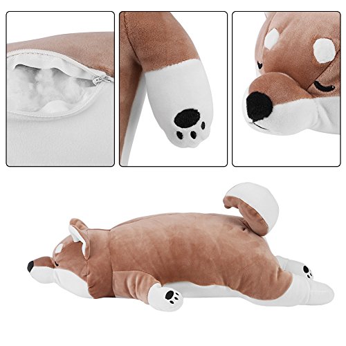 Zerodis Juguete de Peluche para Perros durmientes, Juguete de Felpa japonés Suave y Encantador para Perros Shiba Inu Cute Puppy Shape Sleeping Pillow para niños 55 cm