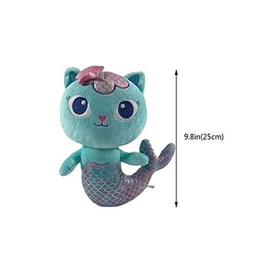 ZHAOCI Juguete de Felpa de Gato Sirena, muñecos de Peluche de Anime de Dibujos Animados Bonitos, Almohadas rellenas de Gato Suave, Regalos para niños y niñas