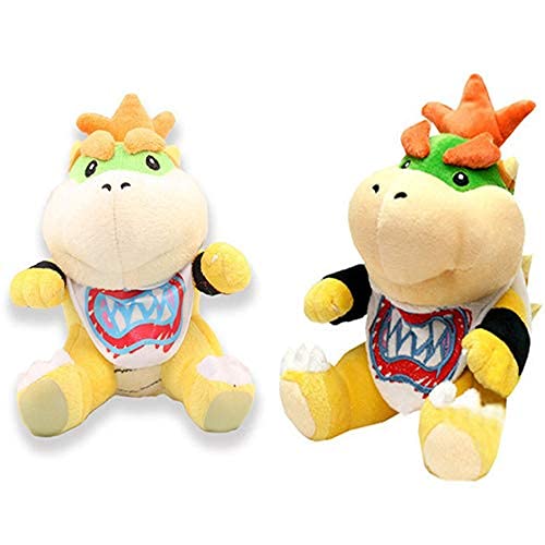 zhouhua71 Juego Super Mario Bowser Koopa Bowser JR Peluches de Peluche Dragón de Fuego Muñeco de Peluche Hermanos Bowser Jr Juguetes de Peluche Realistas de Dibujos Animados Muñecos de peluche18cm