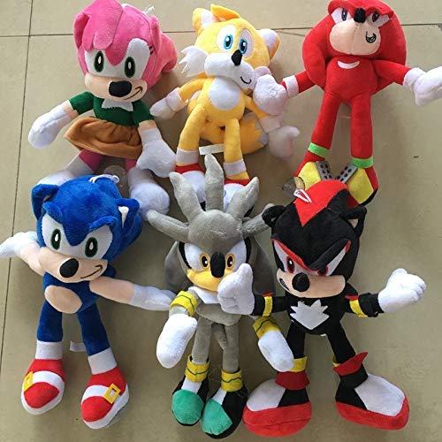 ZHTY Sonic Toys 6pcs / Set 28-30cm The Sonic Hedgehog Peluche Animals Llush Toy Song