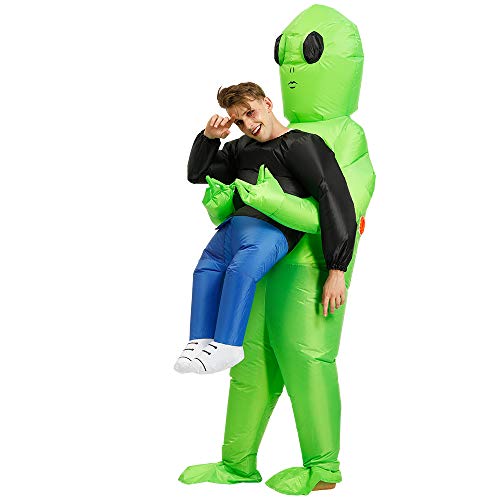 Zi Xi & Zi Qi Disfraz Inflable Extraterrestre Disfraces Disfraces de Carnaval de Halloween Adulto (Extraterrestre Verde)