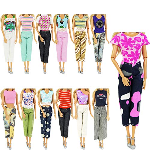 ZITA ELEMENT 10 Piezas Ropa Muñeca 11,5 Pulgadas - 5 Camiseta + 5 Pantalones Trajes Casuales Fashionistas - Estilo Aleatorio