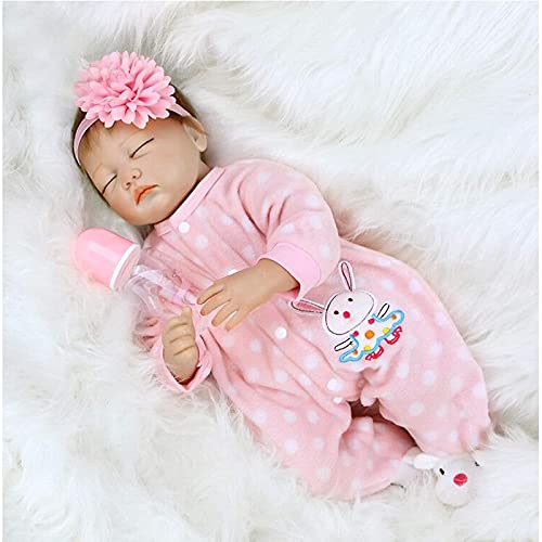 ZIYIUI 22 Pulgadas 55cm Muñeca Bebé Realista Reborn Silicona Reborn Muñecos Bebé Recién Baby Doll Bebe Nacido Reborn Niña Ojos Cerrados Navidad Regalo de Juguete