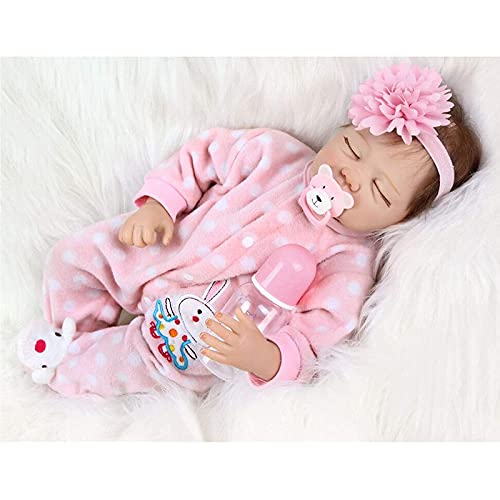 ZIYIUI 22 Pulgadas 55cm Muñeca Bebé Realista Reborn Silicona Reborn Muñecos Bebé Recién Baby Doll Bebe Nacido Reborn Niña Ojos Cerrados Navidad Regalo de Juguete