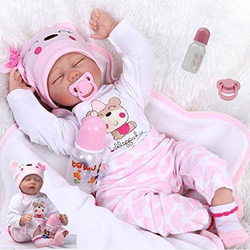 ZIYIUI 22 Pulgadas Lifelike Reborn Bebé Muñecas Vinilo de Silicona Realista Hecho a Mano Bebés para Niñas Juguetes Reborn Baby Dolls 55cm, Conveniente para la Edad 3 Más