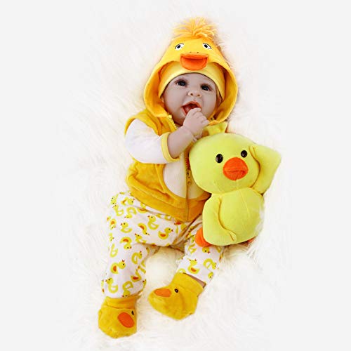 ZIYIUI 22pulgadas 55cm Bebes Reborn Silicona Muñecas Niños Recien Nacidos Niño Reales Baby Dolls Realista Toddler Verdadero Originales Ojos Abiertos Reborn Girls Juguete Regalo de Cumpleaños