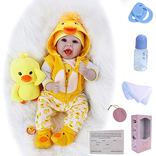 ZIYIUI 22pulgadas 55cm Bebes Reborn Silicona Muñecas Niños Recien Nacidos Niño Reales Baby Dolls Realista Toddler Verdadero Originales Ojos Abiertos Reborn Girls Juguete Regalo de Cumpleaños