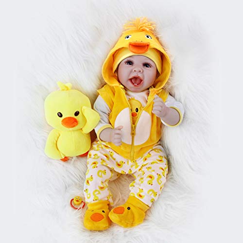 ZIYIUI 22pulgadas 55cm Bebes Reborn Silicona Muñecas Niños Recien Nacidos Niño Reales Baby Dolls Realista Toddler Verdadero Originales Ojos Abiertos Reborn Girls Juguete Regalo de Cumpleaños