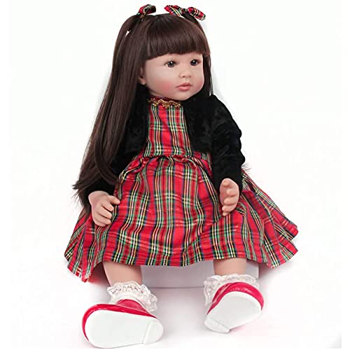 ZIYIUI Muñecas De Juguete Realistas De Vinilo De Silicona Suave 60 cm 24 " Muñeca Reborn Hecho A Mano Pelo Largo Muñeca Niña Confort El Pezón Magnético Regalos De Cumpleaños Infantiles