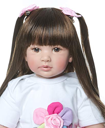 ZIYIUI Muñecas Reborn bebé 24 Pulgadas 60 cm Realista Vinilo de Silicona Suave Bebe Reborn Toddler Niña Pelo Largo Reales Recién Nacido Juguetes