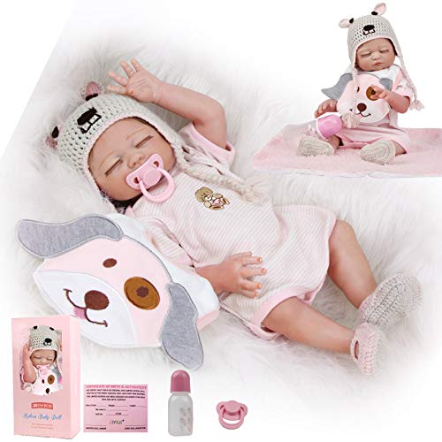 ZIYIUI Muñecas Reborn Realista 20 Pulgadas 50 cm Bebe Reborn Silicona Cuerpo Completo Bebé Reborn Niña Recien Nacidos con los Ojos Cerrados Muñecas para Niñas