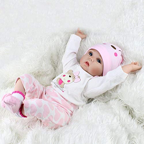 ZIYIUI Muñecas Reborn Silicona Bebes Reborn niñas Reales Recien Nacidos Toddler niño Realista Baby Dolls Girls Ojos Abiertos Baratos Muñecos Reborn Originales Bebe Reborn Verdadero 55 Cm