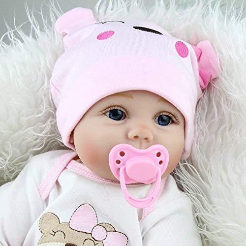 ZIYIUI Muñecas Reborn Silicona Bebes Reborn niñas Reales Recien Nacidos Toddler niño Realista Baby Dolls Girls Ojos Abiertos Baratos Muñecos Reborn Originales Bebe Reborn Verdadero 55 Cm