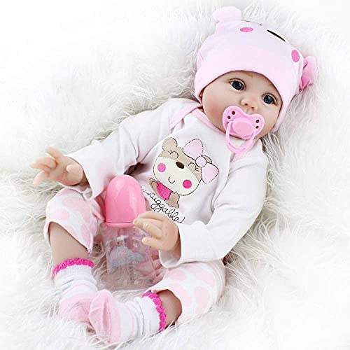 ZIYIUI Muñecas Reborn Silicona Bebes Reborn niñas Reales Recien Nacidos Toddler niño Realista Baby Dolls Girls Ojos Abiertos Baratos Muñecos Reborn Originales Bebe Reborn Verdadero 55 Cm