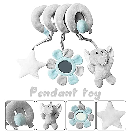 ZS ZHISHANG Baby Pram Crib Animal Design Activity Spiral Hanging Plush Toys Stroller and Travel Activity Toy Multipurpose Early Educational Toy Great Gifts for Baby Toddler