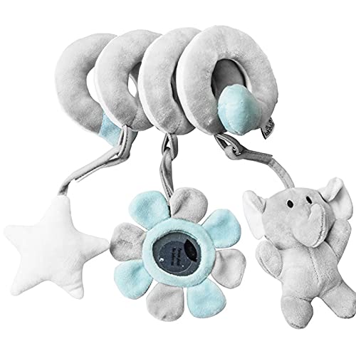 ZS ZHISHANG Baby Pram Crib Animal Design Activity Spiral Hanging Plush Toys Stroller and Travel Activity Toy Multipurpose Early Educational Toy Great Gifts for Baby Toddler